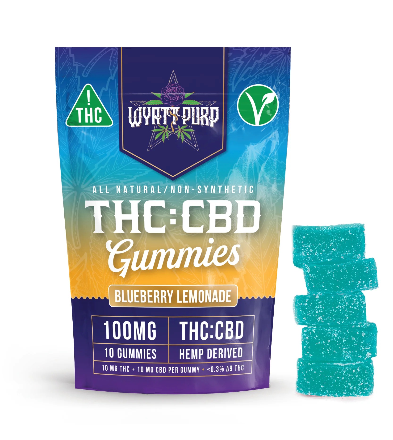 THC : CBD 100mg Gummies: Blueberry Lemonade