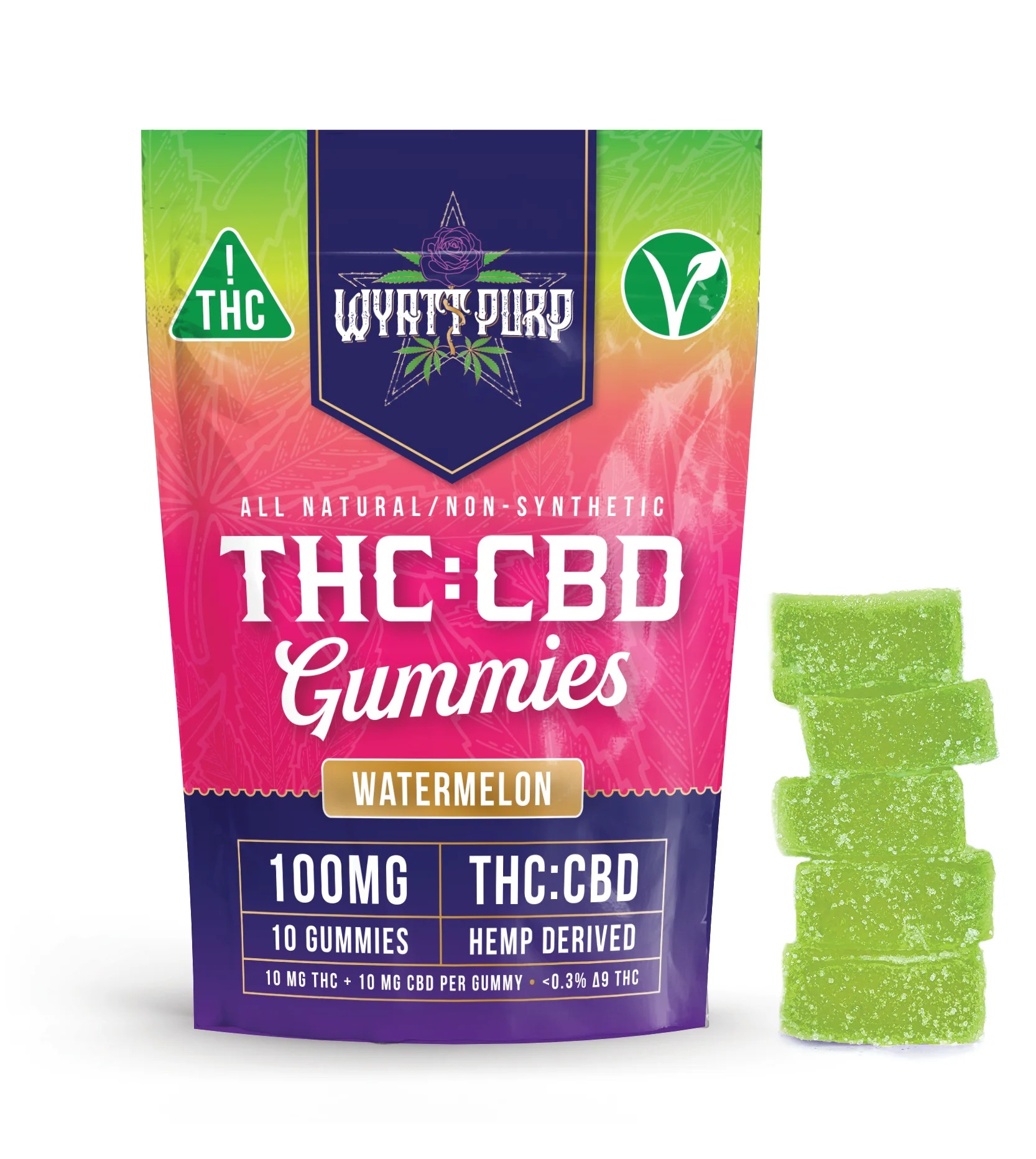 THC : CBD 100mg Gummies: Watermelon